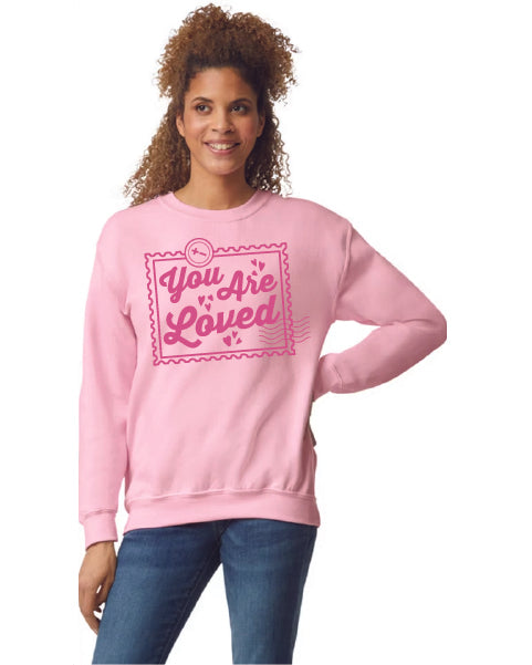 You Are Loved Stamp Crewneck Pink