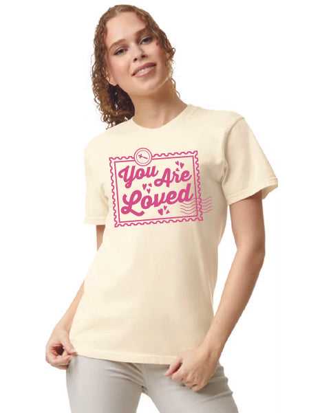 You Are Loved Stamp Shirt Tan