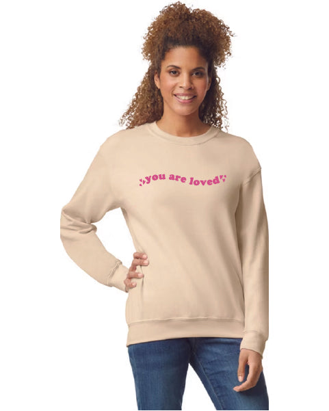 You Are Loved Wave Crewneck Tan